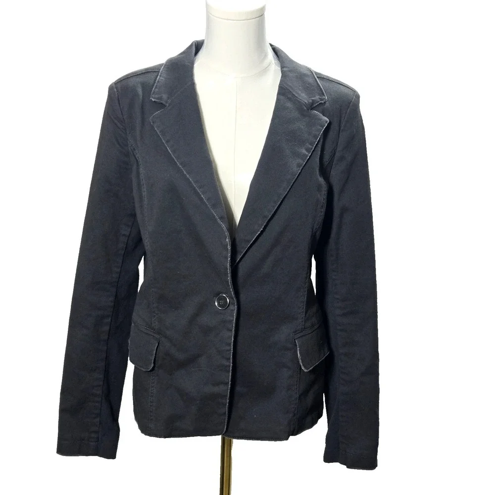Peyton Jensen Jacket Blazer Womens One Button Gray Size Medium Cropped‎